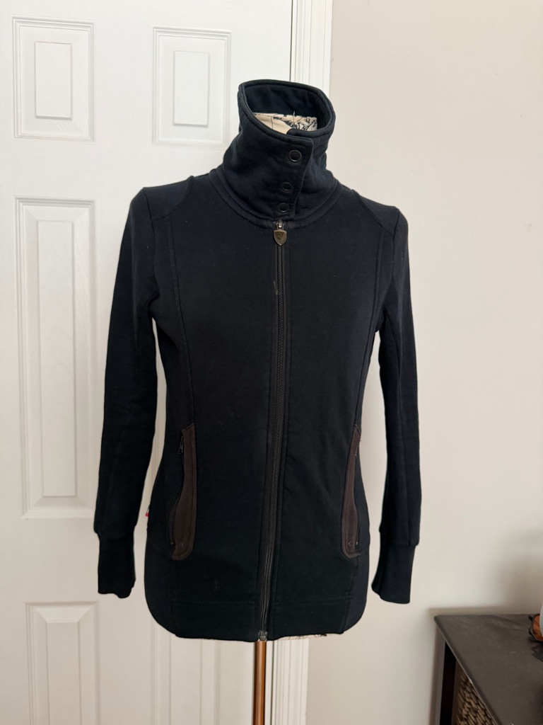 Puma Scuderia Ferrari Vintage Track Black Jacket Mock Zip Sz Xs Fitted Active